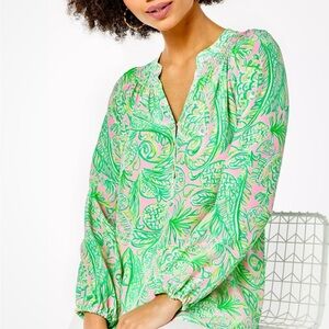 EUC Lilly Pulitzer Elsa Top, Mandevilla Baby Fins & Flippers, Size Large